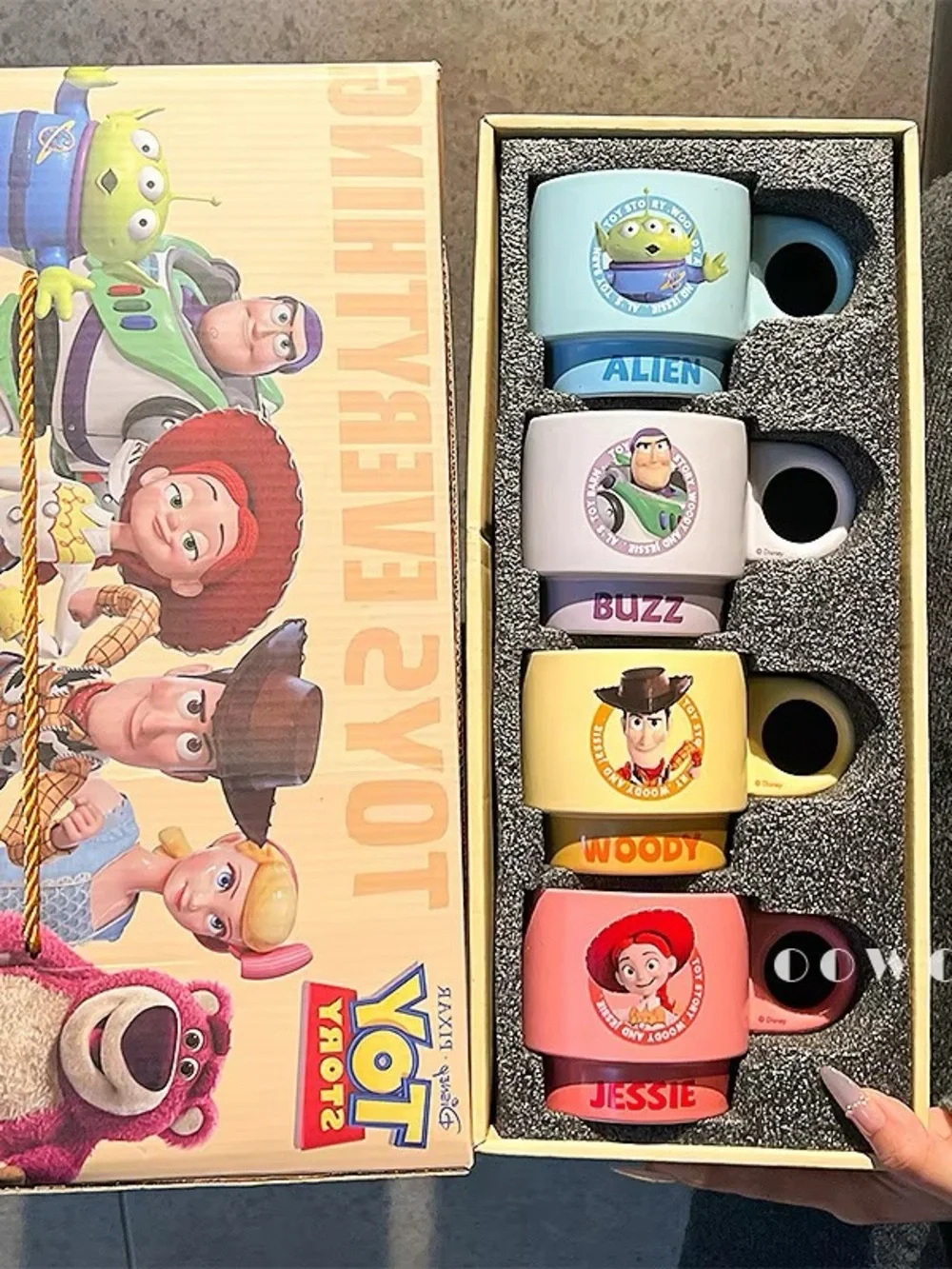Toy Story Character Stackable Mugs - Blue, White, Yellow, Pink